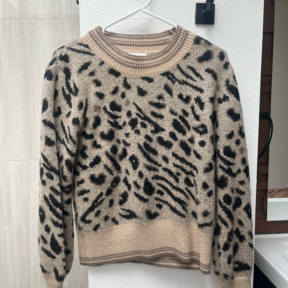 Heartloom Animal Print Sweater - Black and Tan